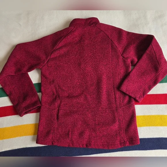 Devon & Jones Raspberry Red Quarter-Zip Fleece Pullover Sweater S Small - Picture 3 of 11
